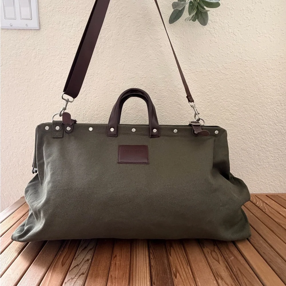 Line of Trade Canvas Weekender Duffle Retro Bag Olive Green